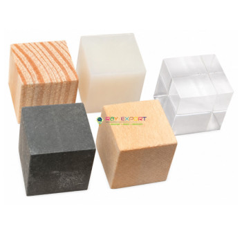 Cubes, Wooden, Opaque Plastic, Iron, Transparent Plastic